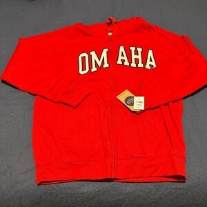 Omaha Men's Zip-Up Red Hoodie. Size Large NWT